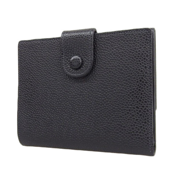 CHANEL Black Caviar Leather Logo Wallet